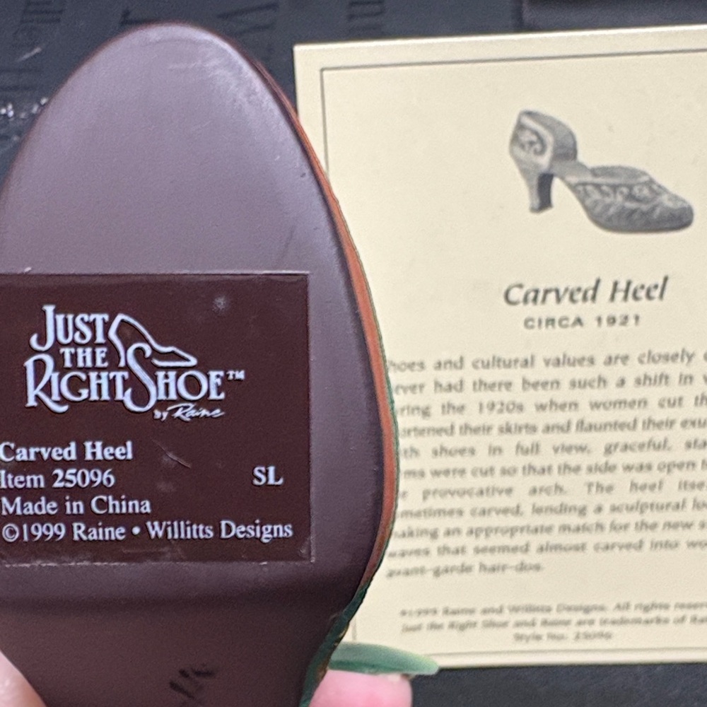 Just The Right Shoe Teal and Gold Carved Heel. Box and COA - Picture 5 of 5